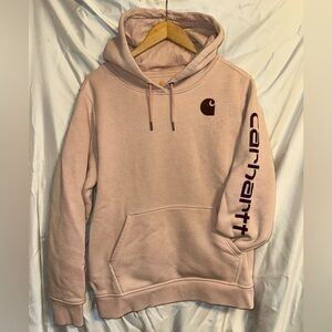 Carhartt Blush Pink Logo Sleeve Hoodie